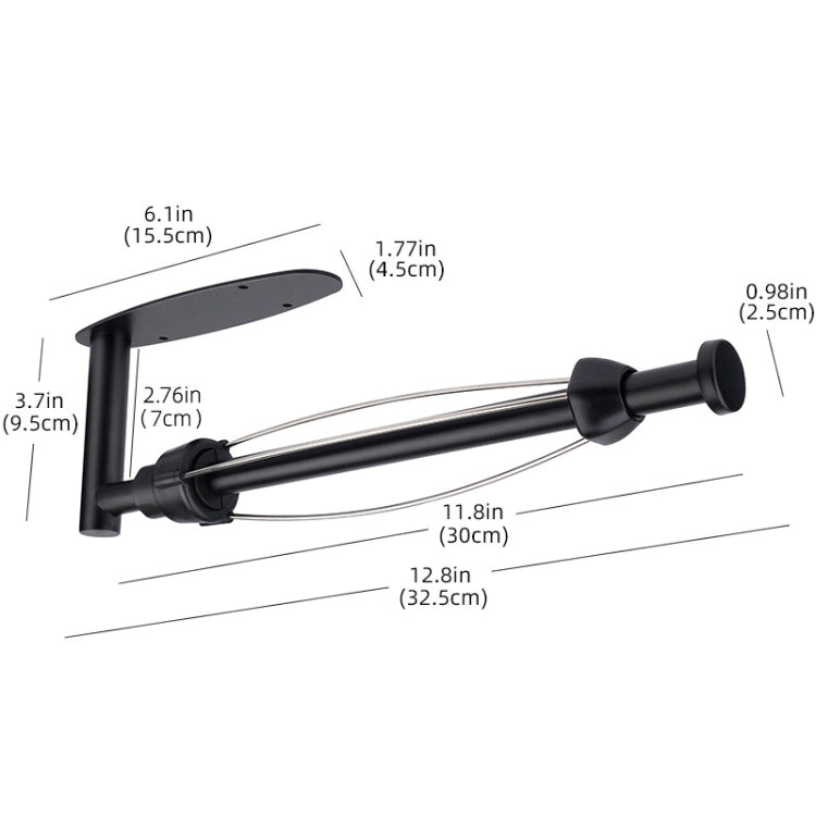 Kitchen Stainless Steel Paper Towel Holder With Damping Cabinet No Punch Roll Paper Cling Film Holder, Style: YS1 Round Black Silver Line
