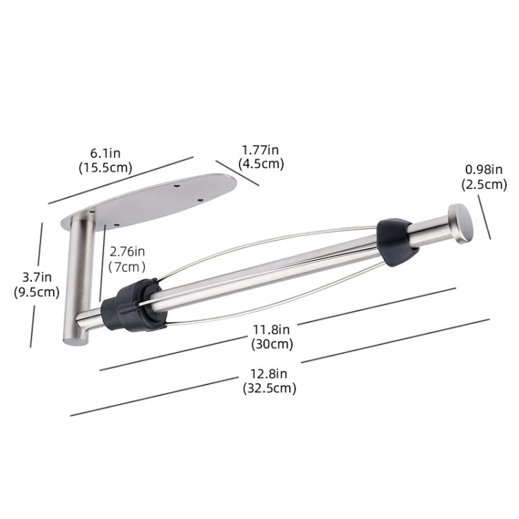 Kitchen Stainless Steel Paper Towel Holder With Damping Cabinet No Punch Roll Paper Cling Film Holder, Style: YS1 Round Silver