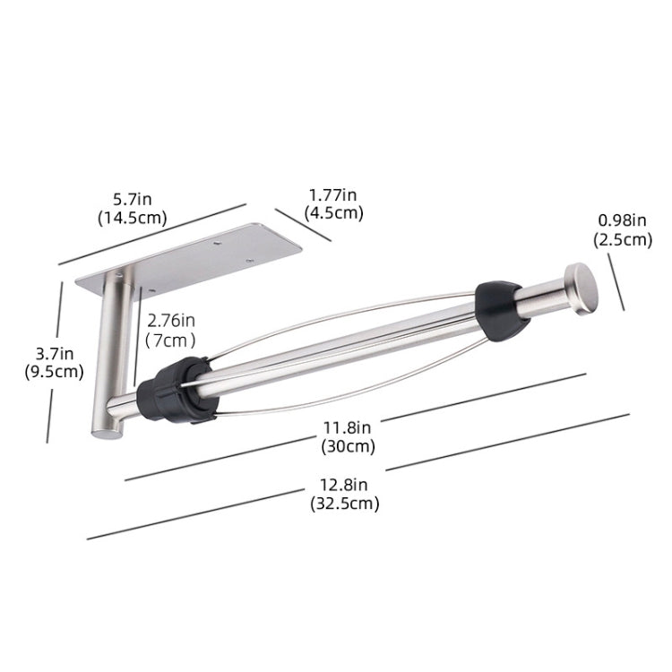 Kitchen Stainless Steel Paper Towel Holder With Damping Cabinet No Punch Roll Paper Cling Film Holder, Style: YS1 Square Silver