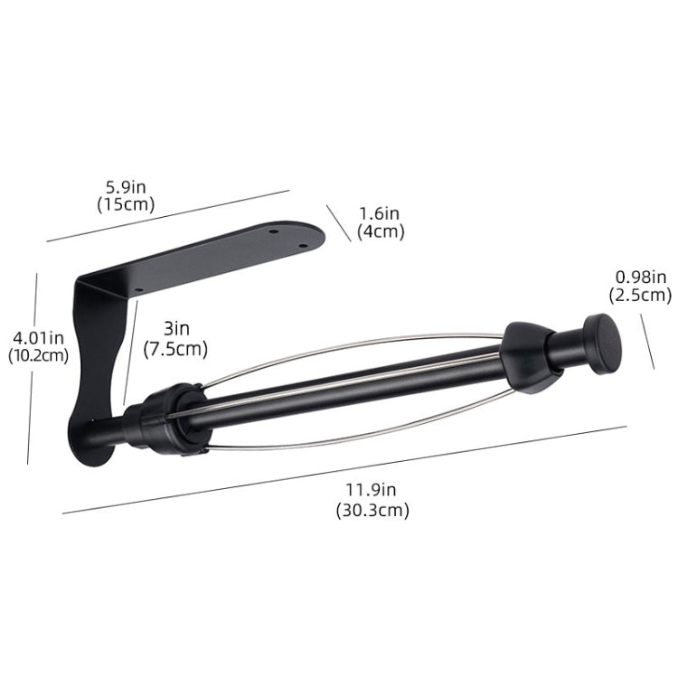 Kitchen Stainless Steel Paper Towel Holder With Damping Cabinet No Punch Roll Paper Cling Film Holder, Style: YL3 Round Black Silver Line