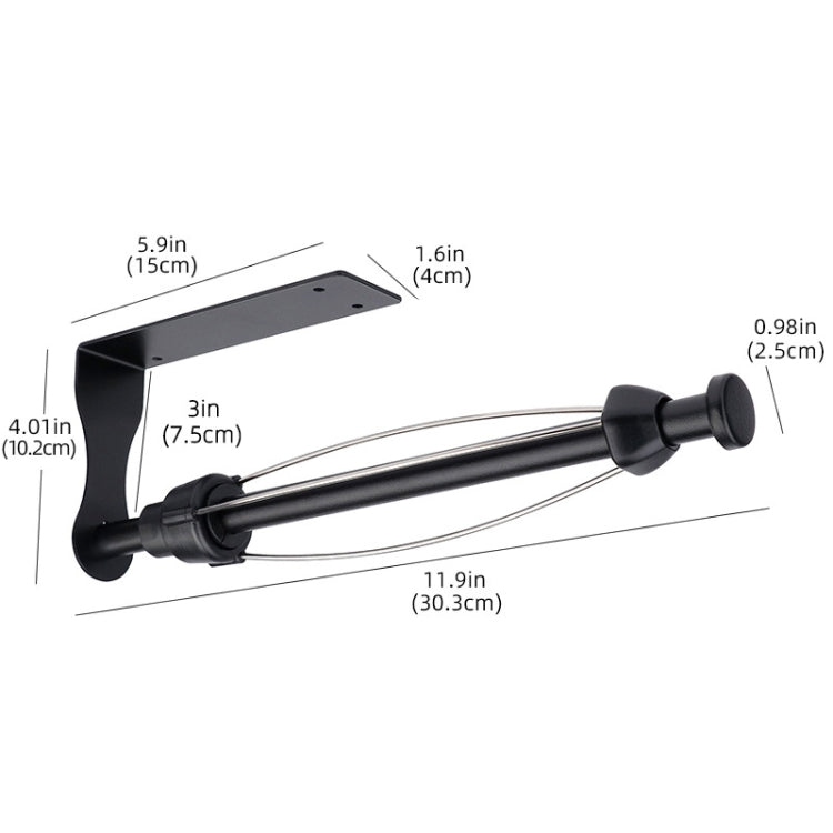 Kitchen Stainless Steel Paper Towel Holder With Damping Cabinet No Punch Roll Paper Cling Film Holder, Style: YL3 Square Black Silver Line