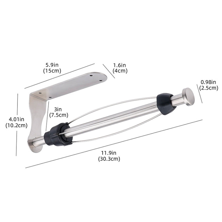 Kitchen Stainless Steel Paper Towel Holder With Damping Cabinet No Punch Roll Paper Cling Film Holder, Style: YL3 Round Silver