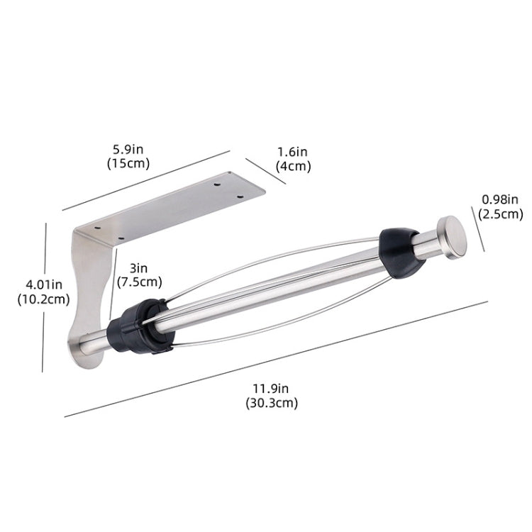 Kitchen Stainless Steel Paper Towel Holder With Damping Cabinet No Punch Roll Paper Cling Film Holder, Style: YL3 Square Silver