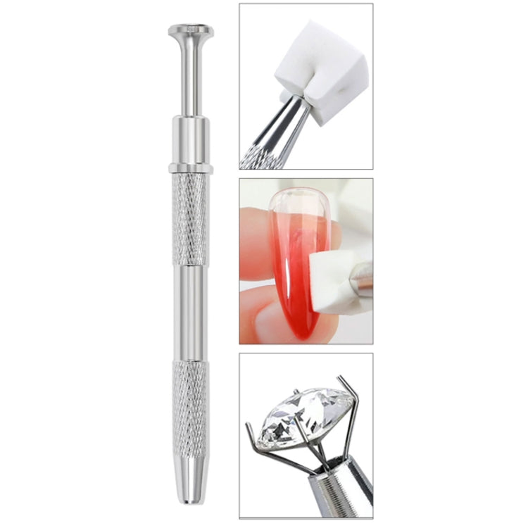 Nail Sponge Gripper Non-slip Manicure Tool Pat Gel Sponge Grabbing Pen - Silver