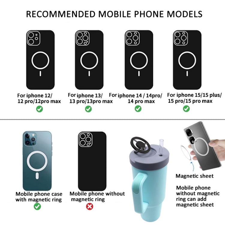 For Stanley 40oz Tumbler Cup Leak-proof Silicone Lid with Magnetic Phone Holder