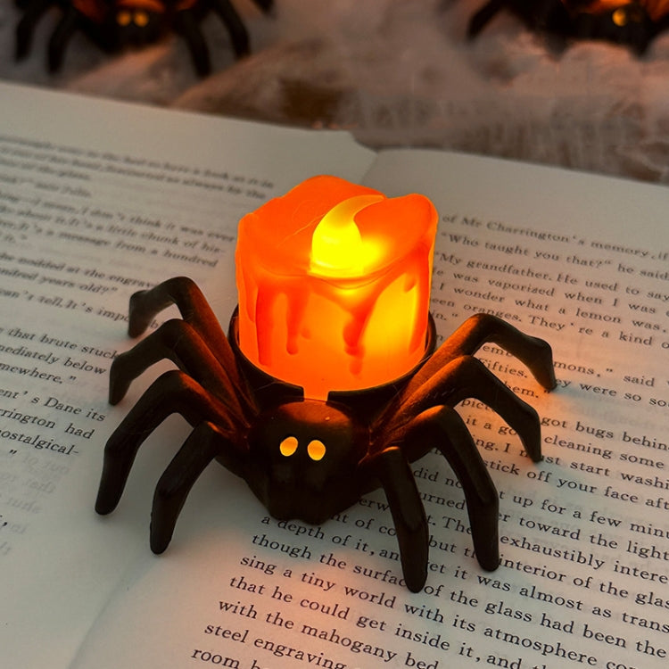 LED Halloween Spider Candle Light Electronic Ambient Decorative Night Lamp Desktop Ornament - Warm Light