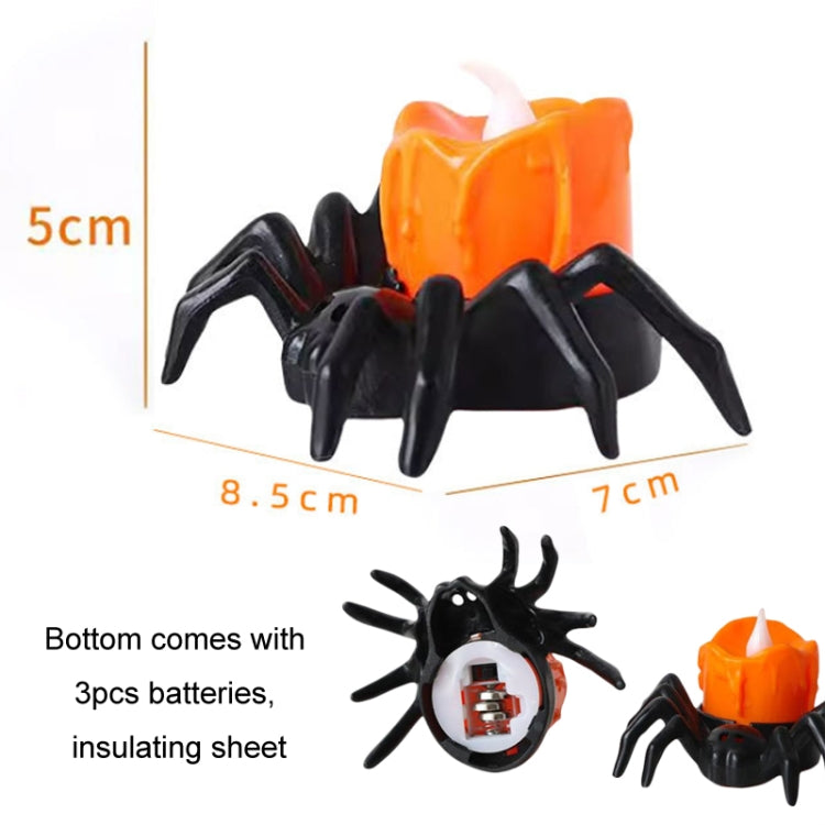 LED Halloween Spider Candle Light Electronic Ambient Decorative Night Lamp Desktop Ornament - Warm Light
