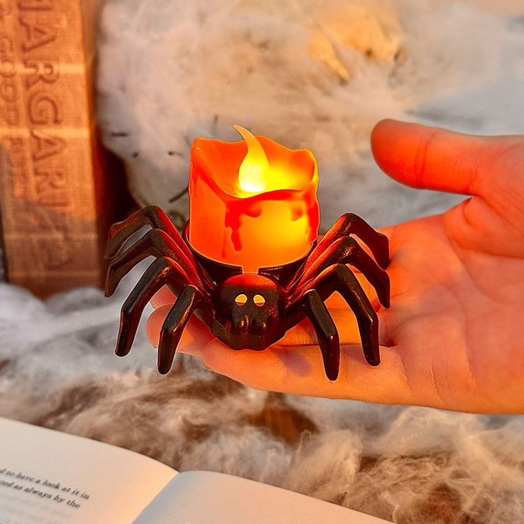 LED Halloween Spider Candle Light Electronic Ambient Decorative Night Lamp Desktop Ornament - Warm Light