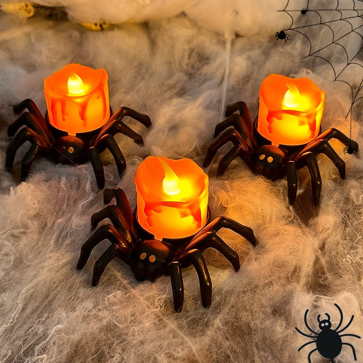 LED Halloween Spider Candle Light Electronic Ambient Decorative Night Lamp Desktop Ornament - Warm Light