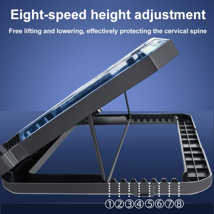 NUOXI C300 Dual-fans RGB Light Adjustable Laptop Radiator Lifting and Folding Cooling Stand - Black