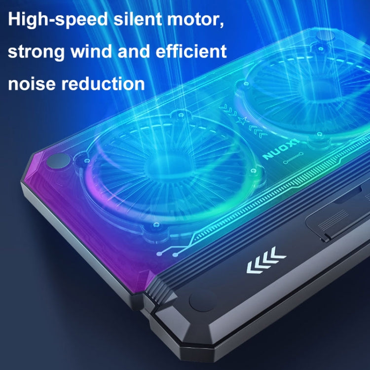 NUOXI C300 Dual-fans RGB Light Adjustable Laptop Radiator Lifting and Folding Cooling Stand - Black