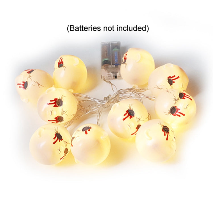LED Halloween Decoration Atmosphere Layout Ghost Face Light String, Model: 6m 40 LEDs Flashing - Warm White