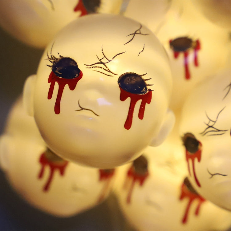 LED Halloween Decoration Atmosphere Layout Ghost Face Light String, Model: 1.5m 10 LEDs Always On - Warm White