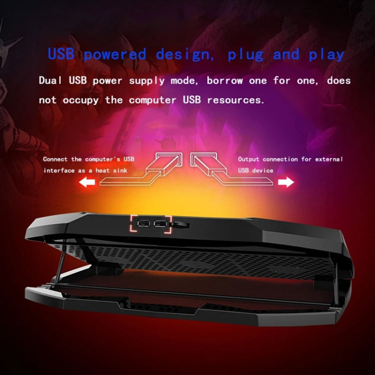 NUOXI 3-fans LED Light Adjustable Laptop Radiator Cooling Rack - Black