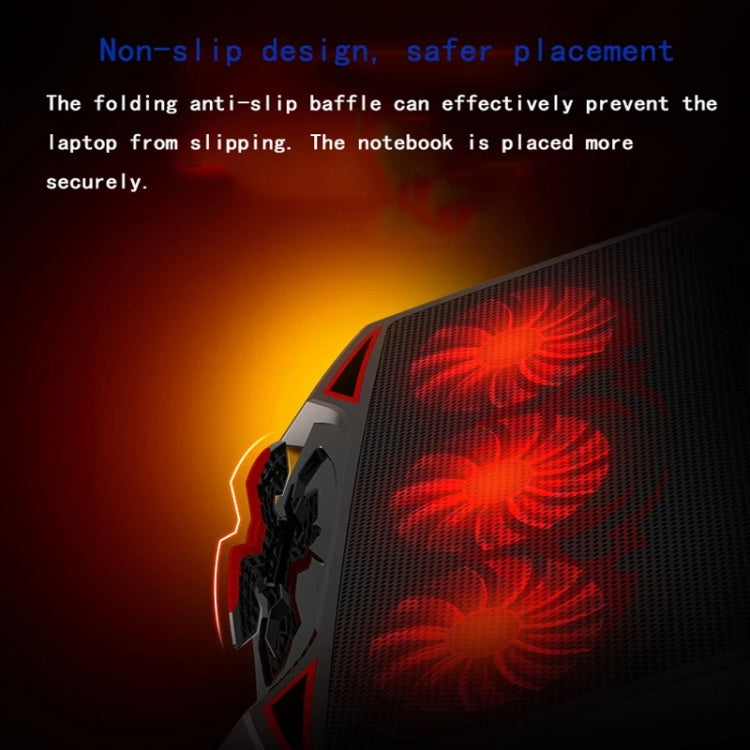 NUOXI 3-fans LED Light Adjustable Laptop Radiator Cooling Rack - Black