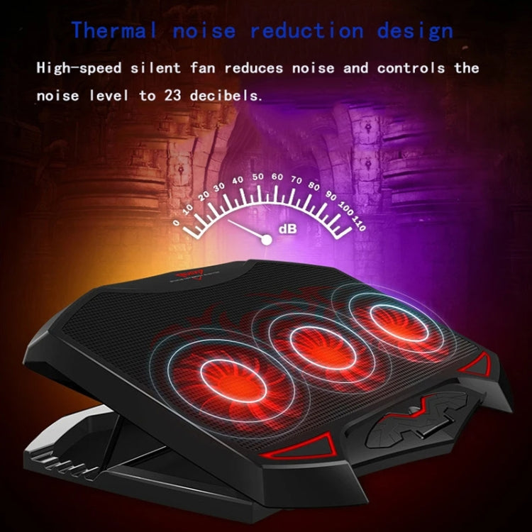 NUOXI 3-fans LED Light Adjustable Laptop Radiator Cooling Rack - Black
