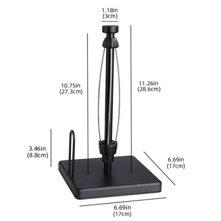 Household Stainless Steel Vertical Paper Towel Holder With Damping Dining Table Kitchen No Punch Paper Roll Holder, Style: Square Black