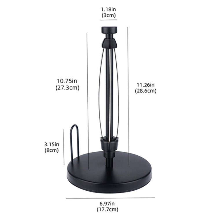 Household Stainless Steel Vertical Paper Towel Holder With Damping Dining Table Kitchen No Punch Paper Roll Holder, Style: Round Black