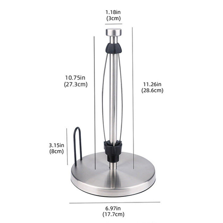 Household Stainless Steel Vertical Paper Towel Holder With Damping Dining Table Kitchen No Punch Paper Roll Holder, Style: Round Silver