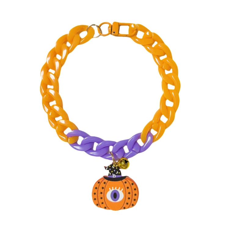 Pet Halloween Necklace Cartoon Tag Necklace Cats Dogs Holiday Adjustable Decoration Chain, Style: Pumpkin 1