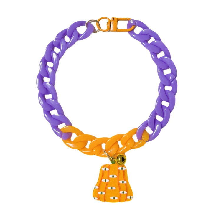 Pet Halloween Necklace Cartoon Tag Necklace Cats Dogs Holiday Adjustable Decoration Chain, Style: Pumpkin 2