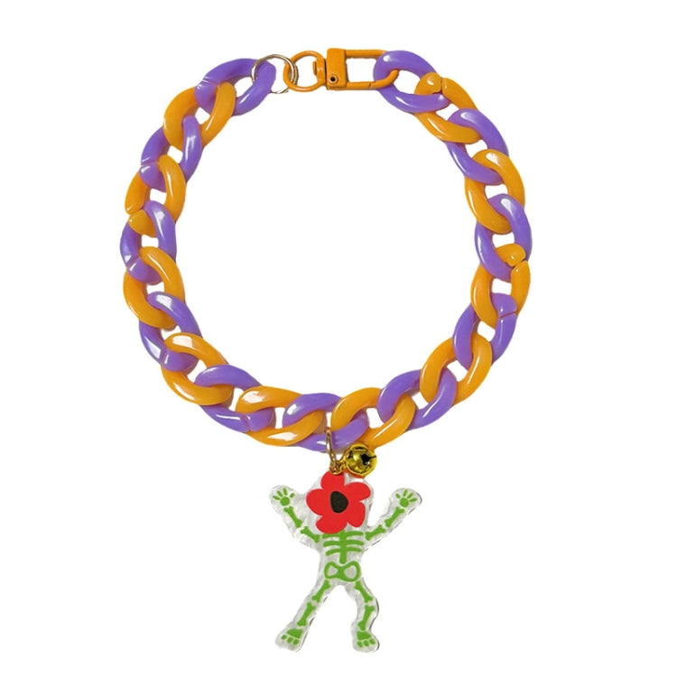 Pet Halloween Necklace Cartoon Tag Necklace Cats Dogs Holiday Adjustable Decoration Chain, Style: Green Skull