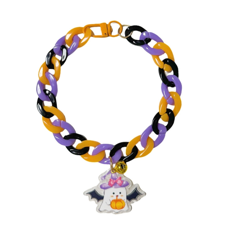 Pet Halloween Necklace Cartoon Tag Necklace Cats Dogs Holiday Adjustable Decoration Chain, Style: Ghost