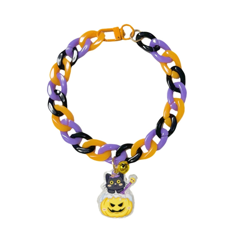 Pet Halloween Necklace Cartoon Tag Necklace Cats Dogs Holiday Adjustable Decoration Chain, Style: Small Black Cat