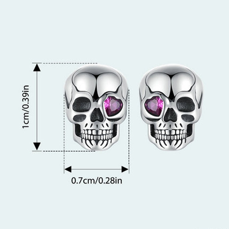 S925 Sterling Silver Oxidized Dark Style Skull Earrings Halloween Earrings - SCE1771