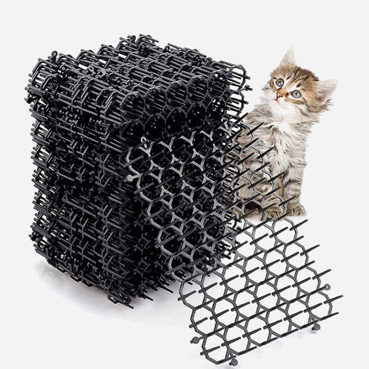 12pcs / Box Anti-Cats Barbed Spike Net Mat Sofas Gate Garden Cats Repellent Tool, Style: Without Screw - Black