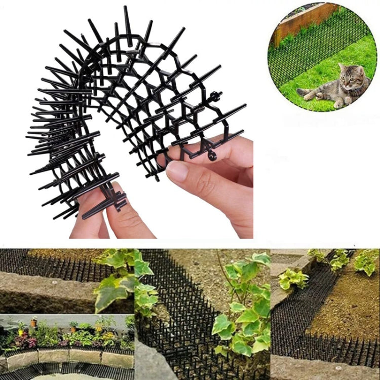 12pcs / Box Anti-Cats Barbed Spike Net Mat Sofas Gate Garden Cats Repellent Tool, Style: Without Screw - Black