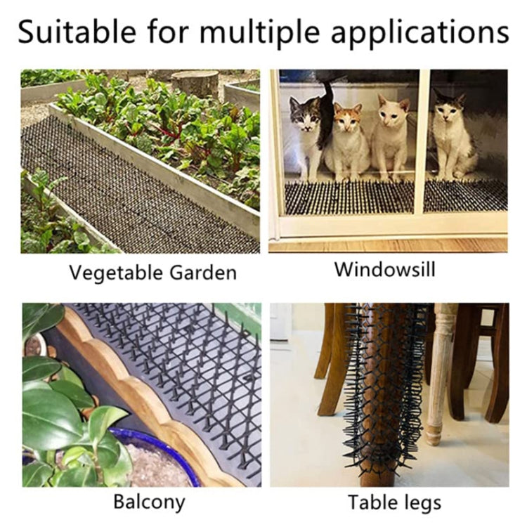 12pcs / Box Anti-Cats Barbed Spike Net Mat Sofas Gate Garden Cats Repellent Tool, Style: Without Screw - Black