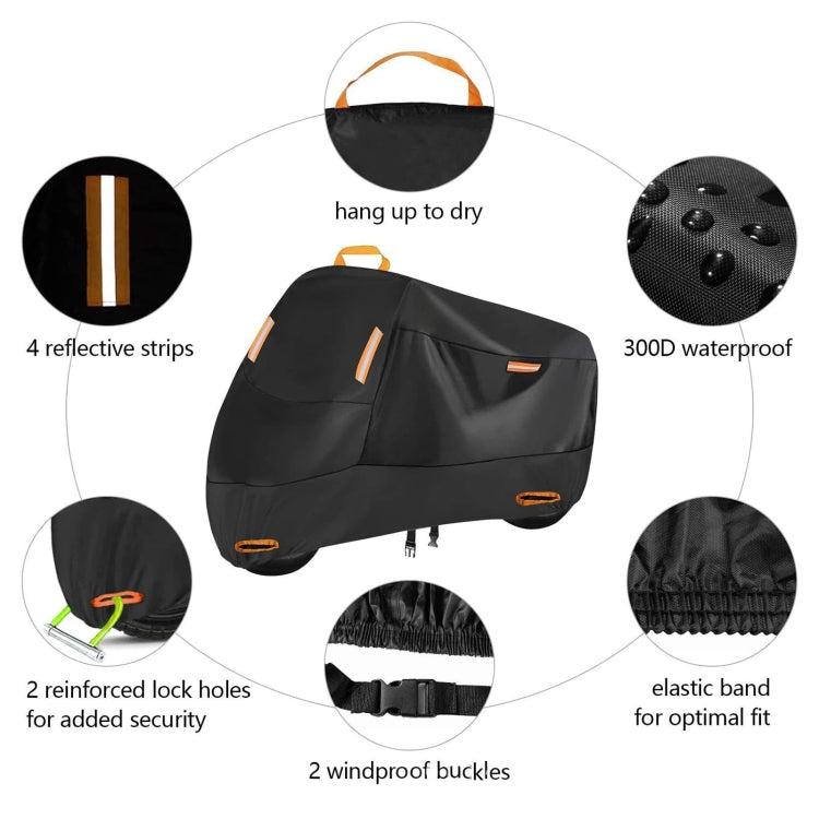 Motorcycle Rain Sun Protection Cover Oxford Cloth Dustproof With Anti-theft Buckle, Size: XXXXL