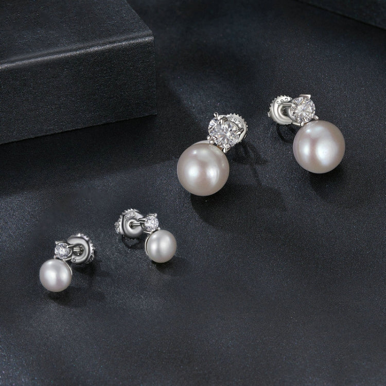 S925 Sterling Silver Platinum-plated Moissanite Pearl Earrings, Size: 0.5 Carat