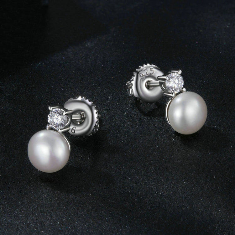 S925 Sterling Silver Platinum-plated Moissanite Pearl Earrings, Size: 0.1 Carat