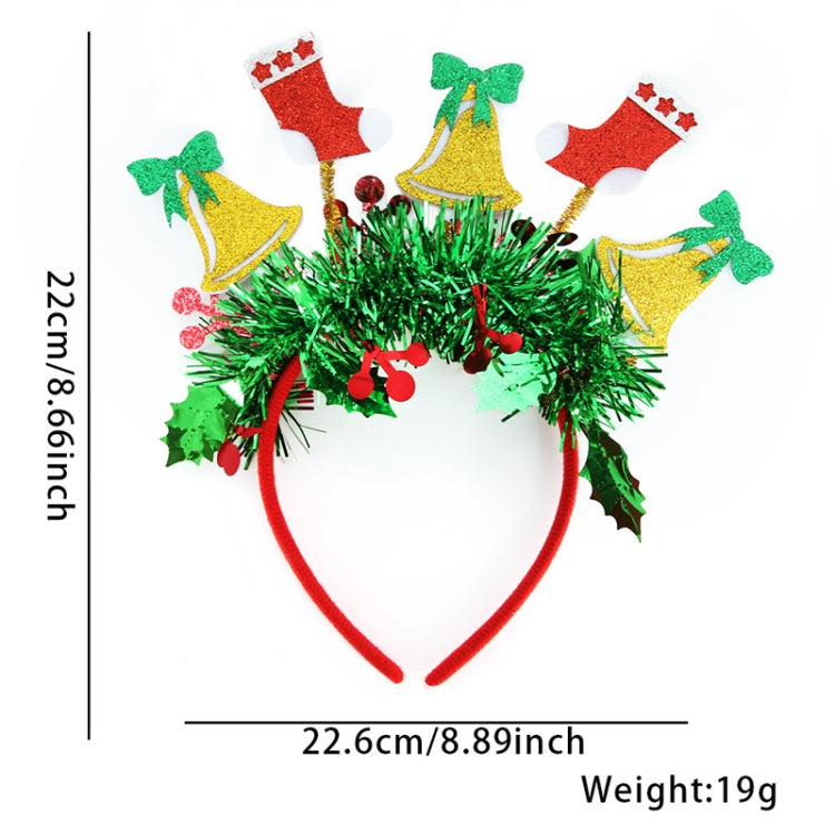 Christmas Party Dress Up New Year Headdress Christmas Decoration Colorful Stripes Headband, Style: Bells Xmas Stocking