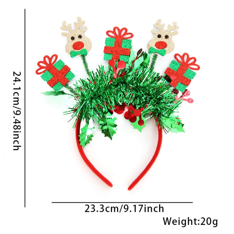 Christmas Party Dress Up New Year Headdress Christmas Decoration Colorful Stripes Headband, Style: Gift Box Elk