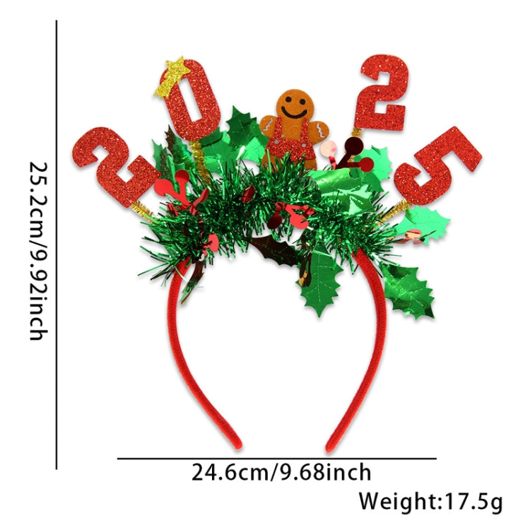 Christmas Party Dress Up New Year Headdress Christmas Decoration Colorful Stripes Headband, Style: 2025 Gingerbread Man