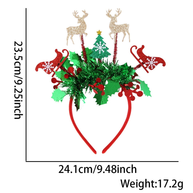 Christmas Party Dress Up New Year Headdress Christmas Decoration Colorful Stripes Headband, Style: Elk Sleigh