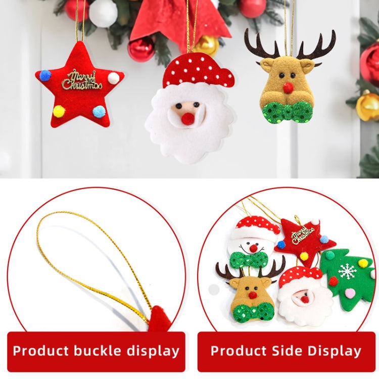 5pcs /Bag Christmas Tree Pendant Cartoon Santa Claus Elk Snowman Pentagram Plush Dolls Hanging Ornaments
