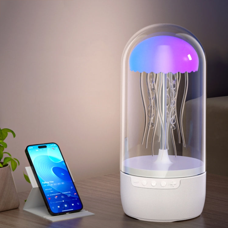 Portable Colorful Atmosphere Light Jellyfish Rhythmic Bluetooth Speaker - White