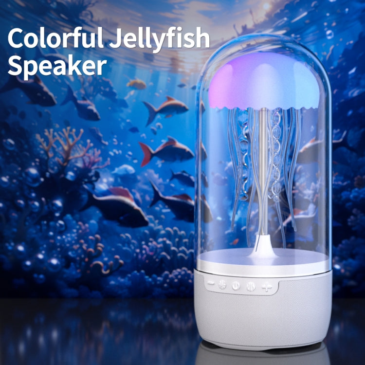 Portable Colorful Atmosphere Light Jellyfish Rhythmic Bluetooth Speaker - White