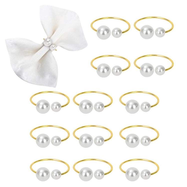 10pcs /Bag Pearl Napkin Rings Metal Napkin Buckles Christmas Wedding Holiday Party Dinnig Table Decoration