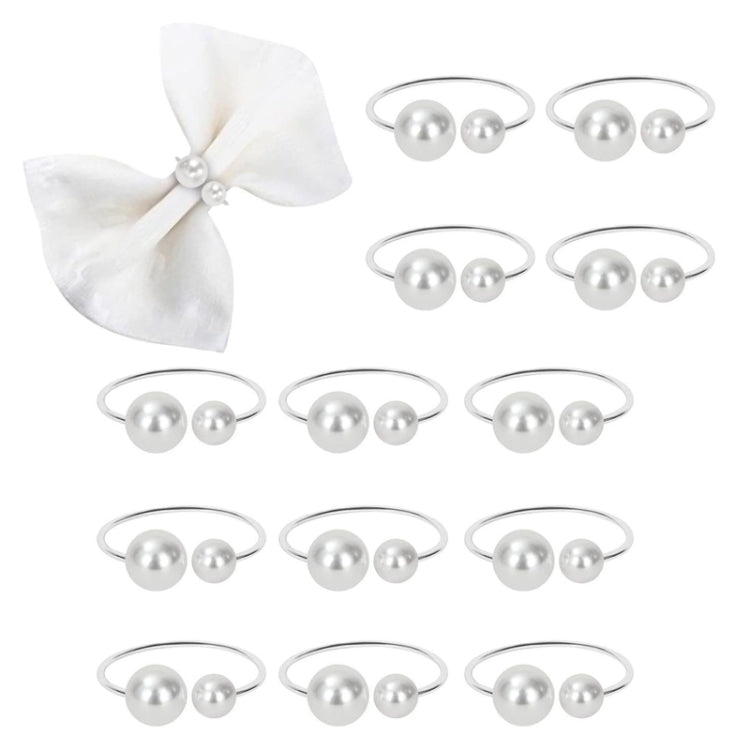 10pcs /Bag Pearl Napkin Rings Metal Napkin Buckles Christmas Wedding Holiday Party Dinnig Table Decoration