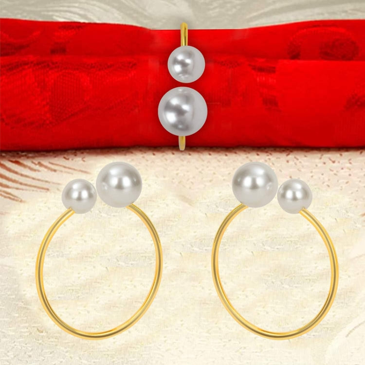10pcs /Bag Pearl Napkin Rings Metal Napkin Buckles Christmas Wedding Holiday Party Dinnig Table Decoration