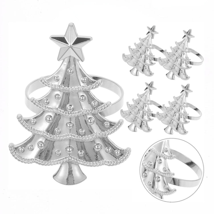10pcs /Bag Christmas Tree Napkin Rings Metal Napkin Buckles Hotel Dinner Table Decoration