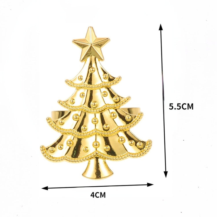 10pcs /Bag Christmas Tree Napkin Rings Metal Napkin Buckles Hotel Dinner Table Decoration