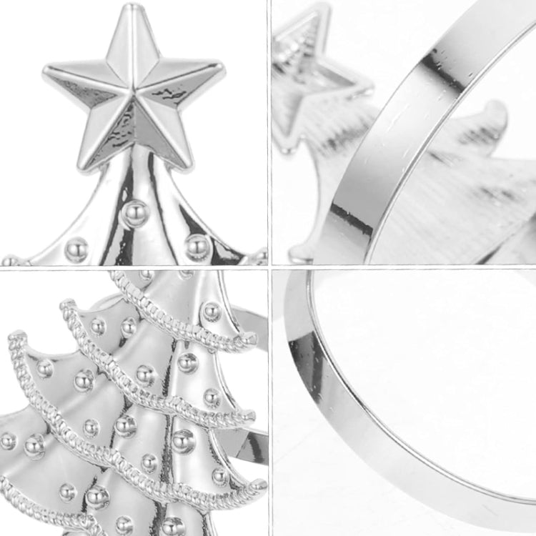 10pcs /Bag Christmas Tree Napkin Rings Metal Napkin Buckles Hotel Dinner Table Decoration