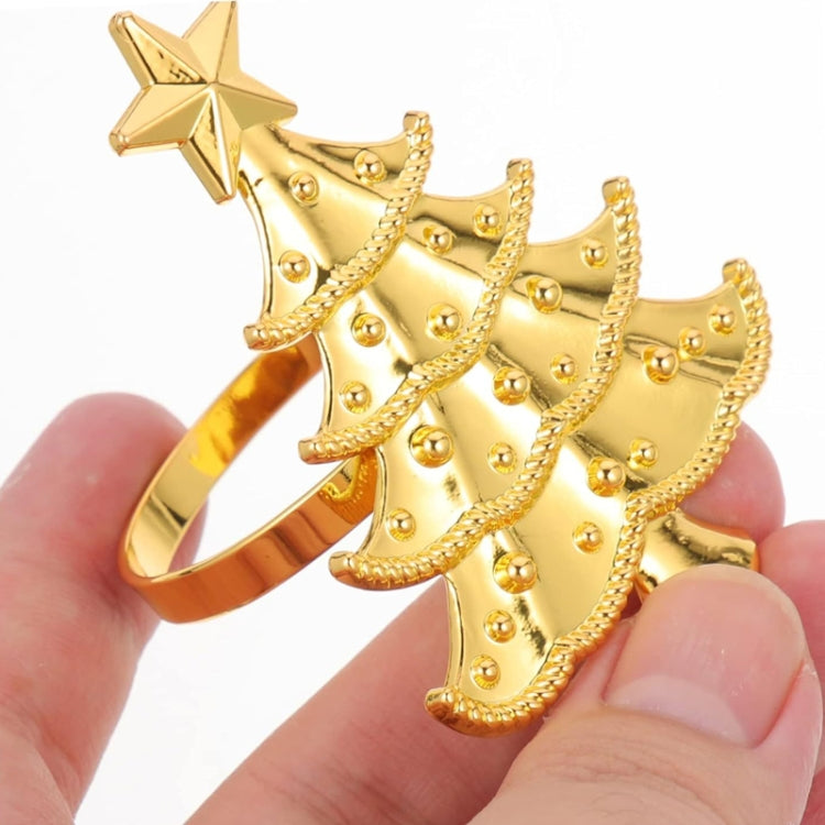 10pcs /Bag Christmas Tree Napkin Rings Metal Napkin Buckles Hotel Dinner Table Decoration