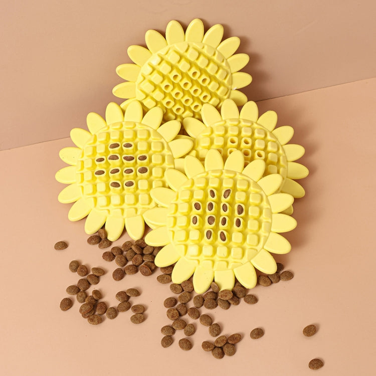 Pet Sunflower Leaky Ball Toys Dogs Chewable And Teething Rubber Toys - Yellow